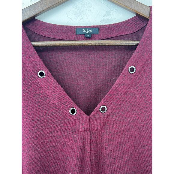 Rails Top Grommet V-Neck Soft Long Sleeve Tunic Top Burgundy Sweater Women's M - Picture 3 of 10